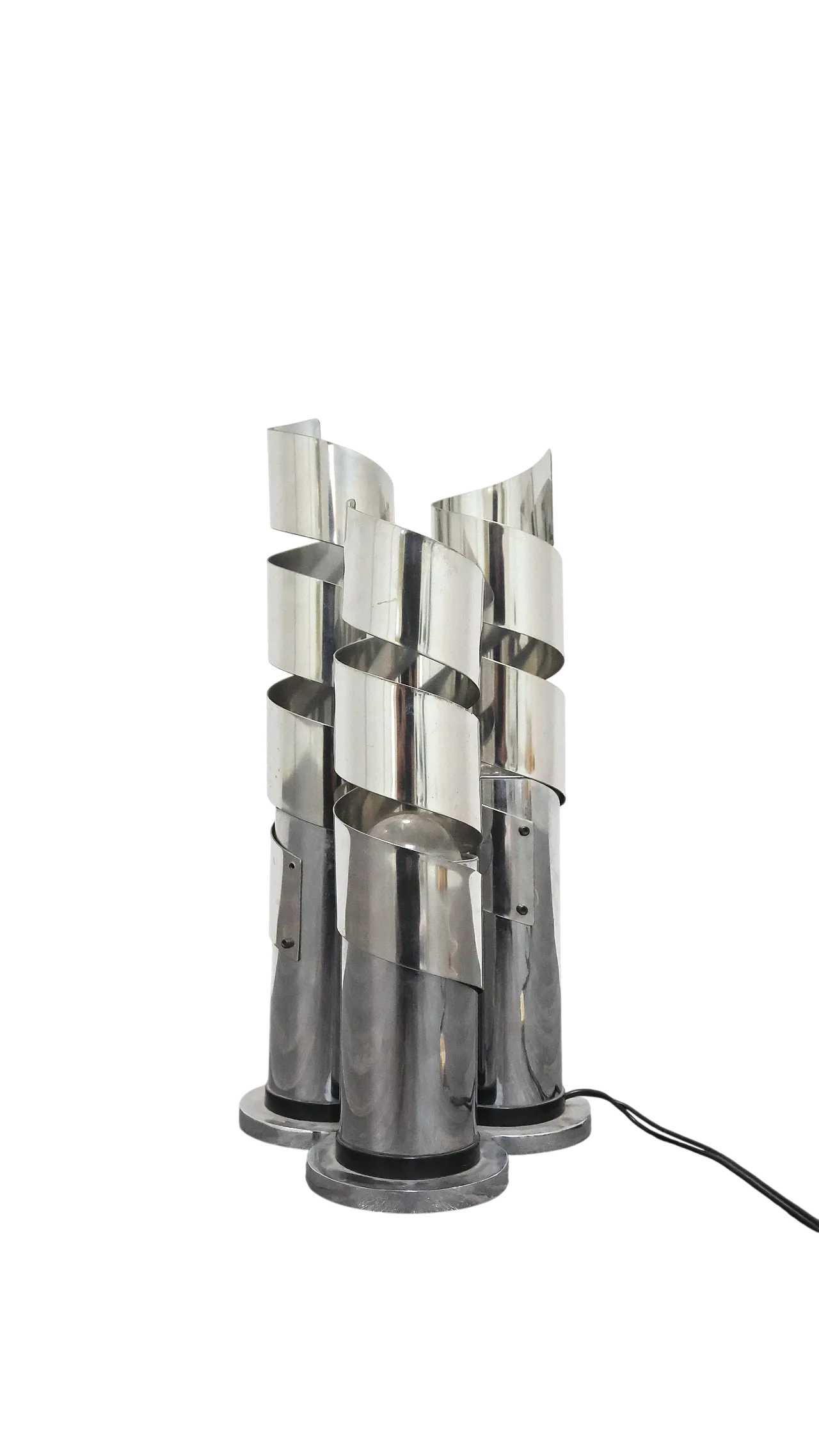 Lampada a spirale in acciaio cromato in stile Max Sauze, anni '70 19