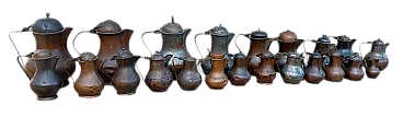 22 Copper jugs, 18th century