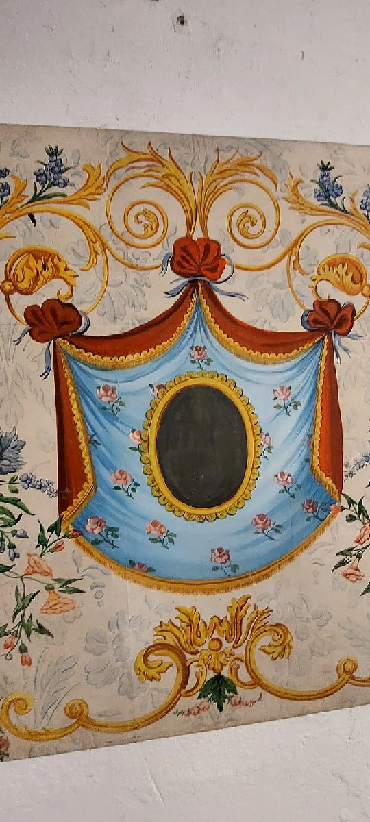 Decorative panel, tempera on paper transferred to canvas, 20th century 2