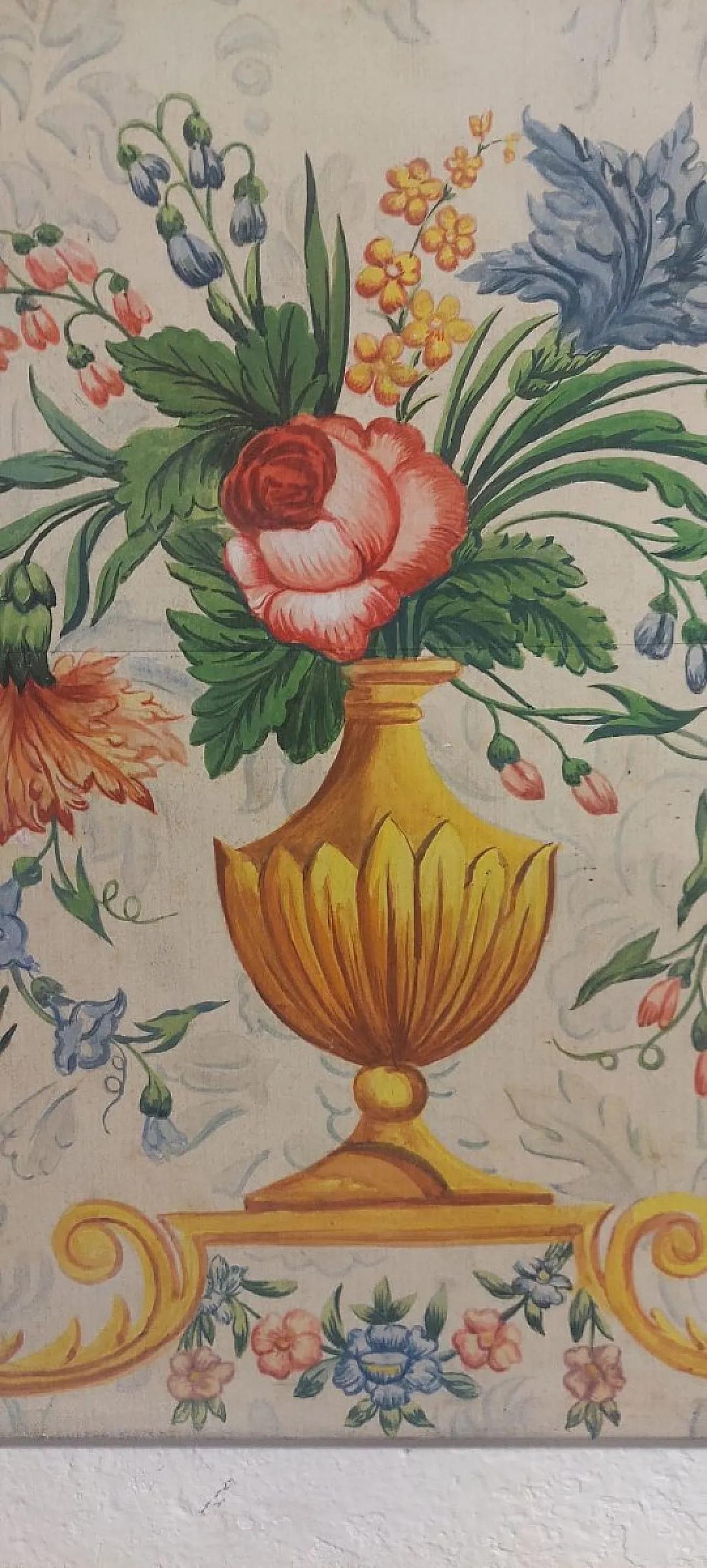 Decorative panel, tempera on paper transferred to canvas, 20th century 3