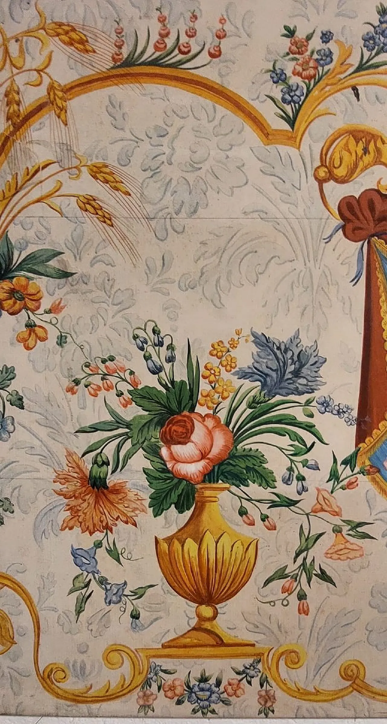 Decorative panel, tempera on paper transferred to canvas, 20th century 4