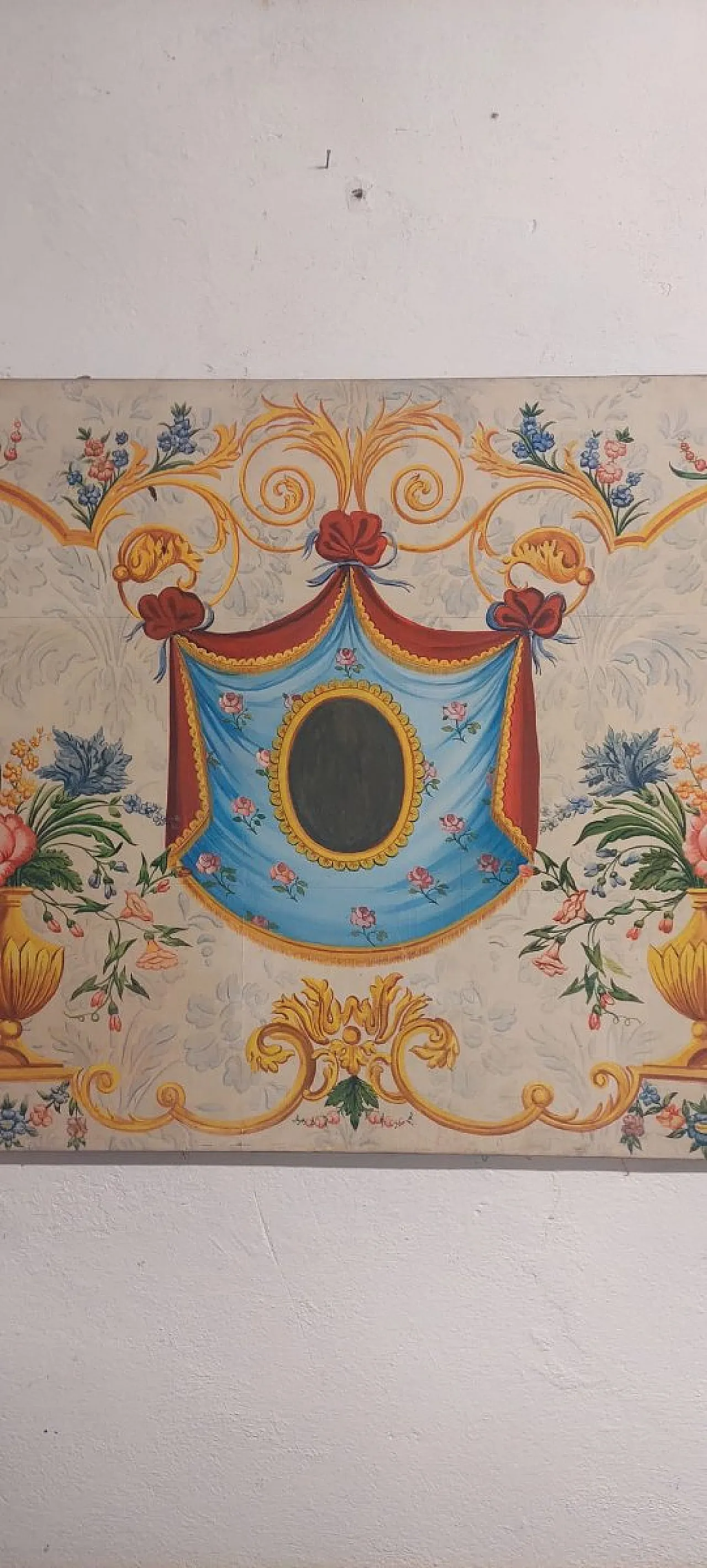 Decorative panel, tempera on paper transferred to canvas, 20th century 5