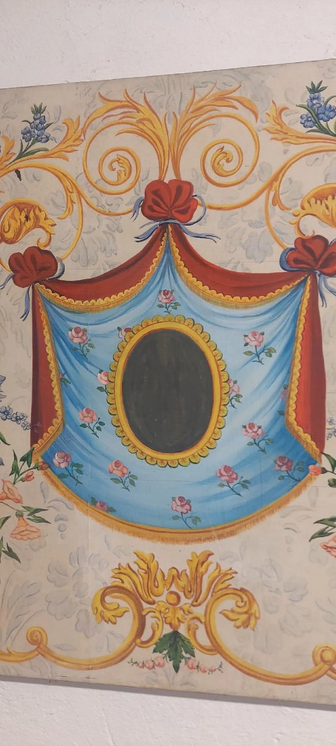 Decorative panel, tempera on paper transferred to canvas, 20th century 10