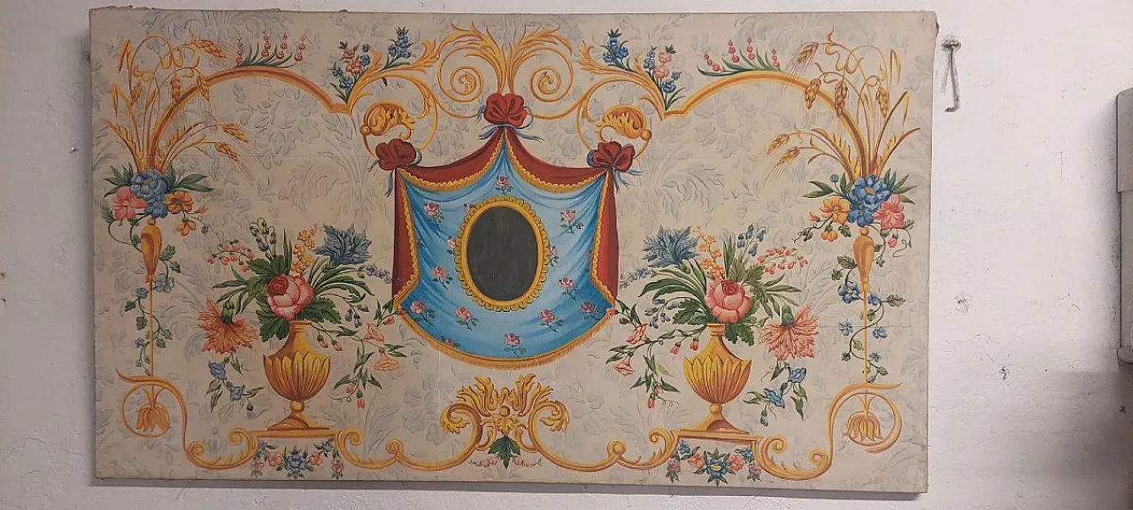 Decorative panel, tempera on paper transferred to canvas, 20th century 11