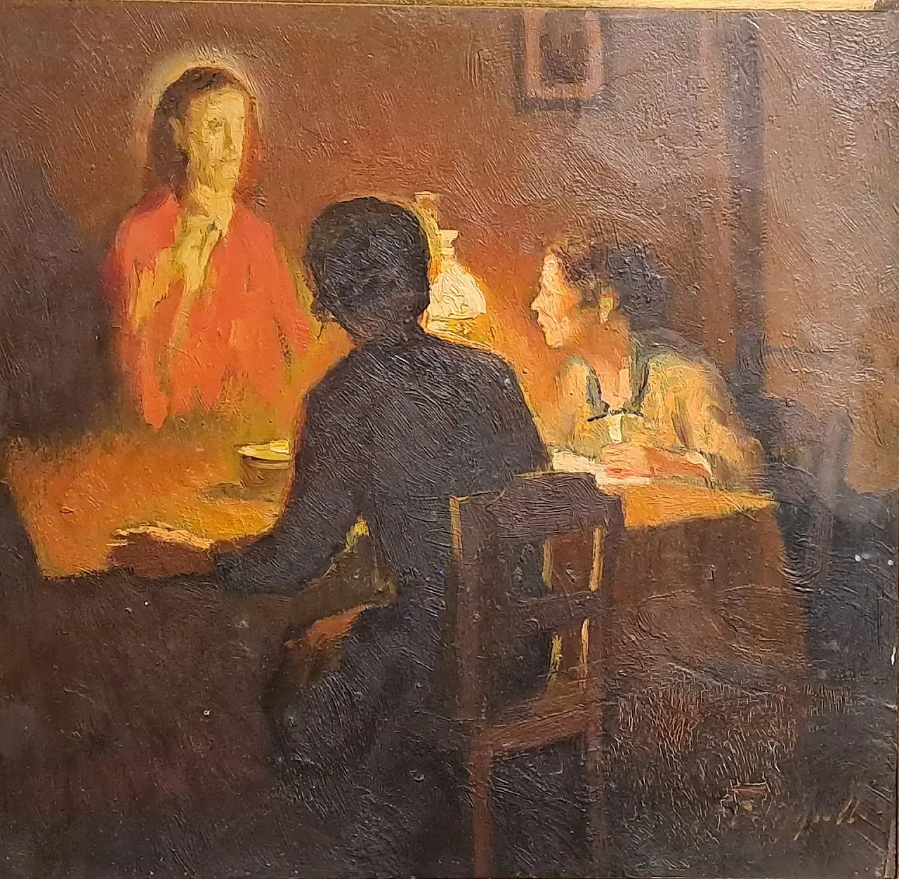 Scena d'interno di Cafiero Filippelli, olio su tavoletta, '900 2