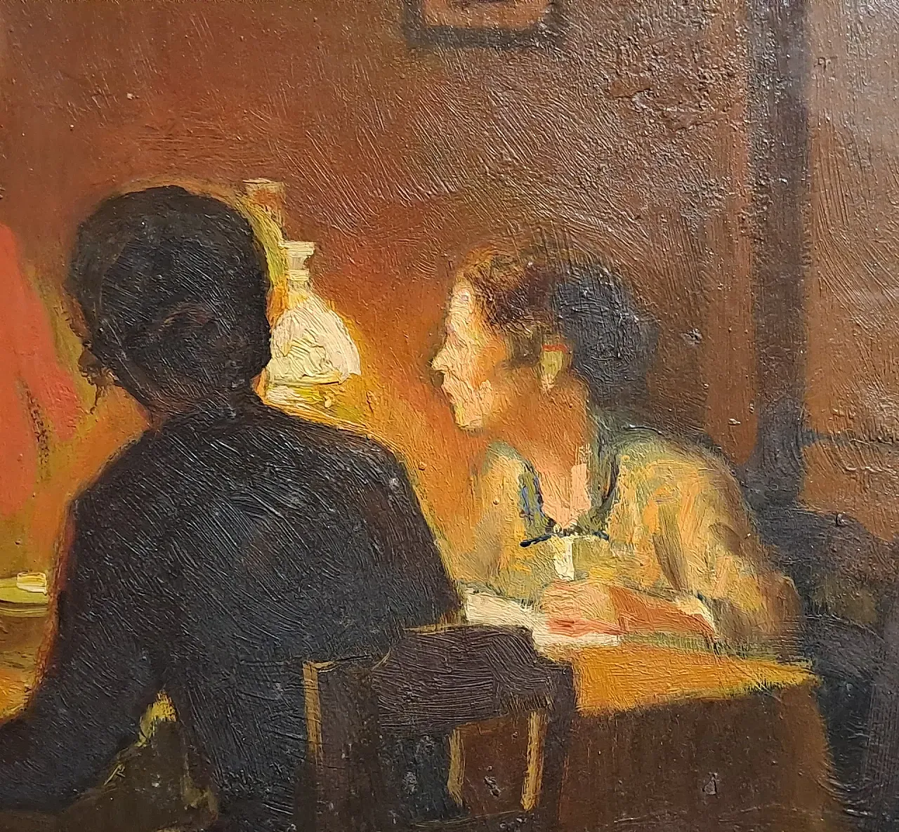 Scena d'interno di Cafiero Filippelli, olio su tavoletta, '900 3