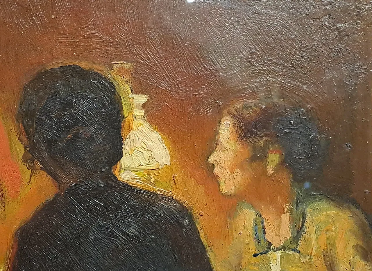 Scena d'interno di Cafiero Filippelli, olio su tavoletta, '900 5