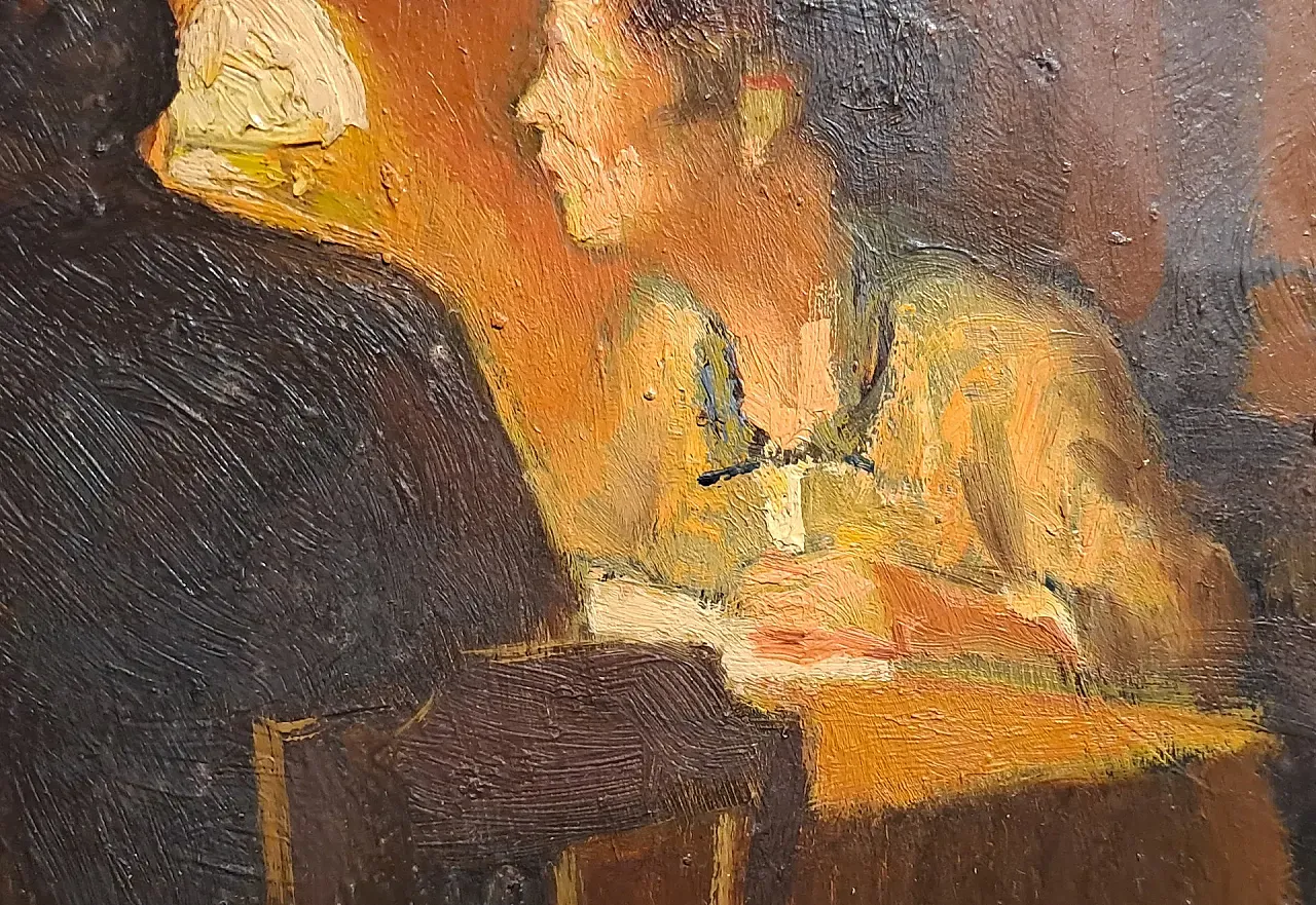 Scena d'interno di Cafiero Filippelli, olio su tavoletta, '900 6