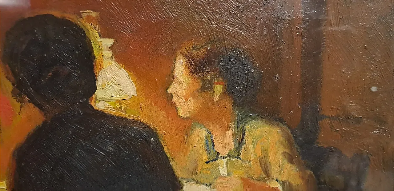 Scena d'interno di Cafiero Filippelli, olio su tavoletta, '900 7