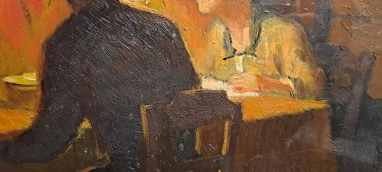 Scena d'interno di Cafiero Filippelli, olio su tavoletta, '900 8