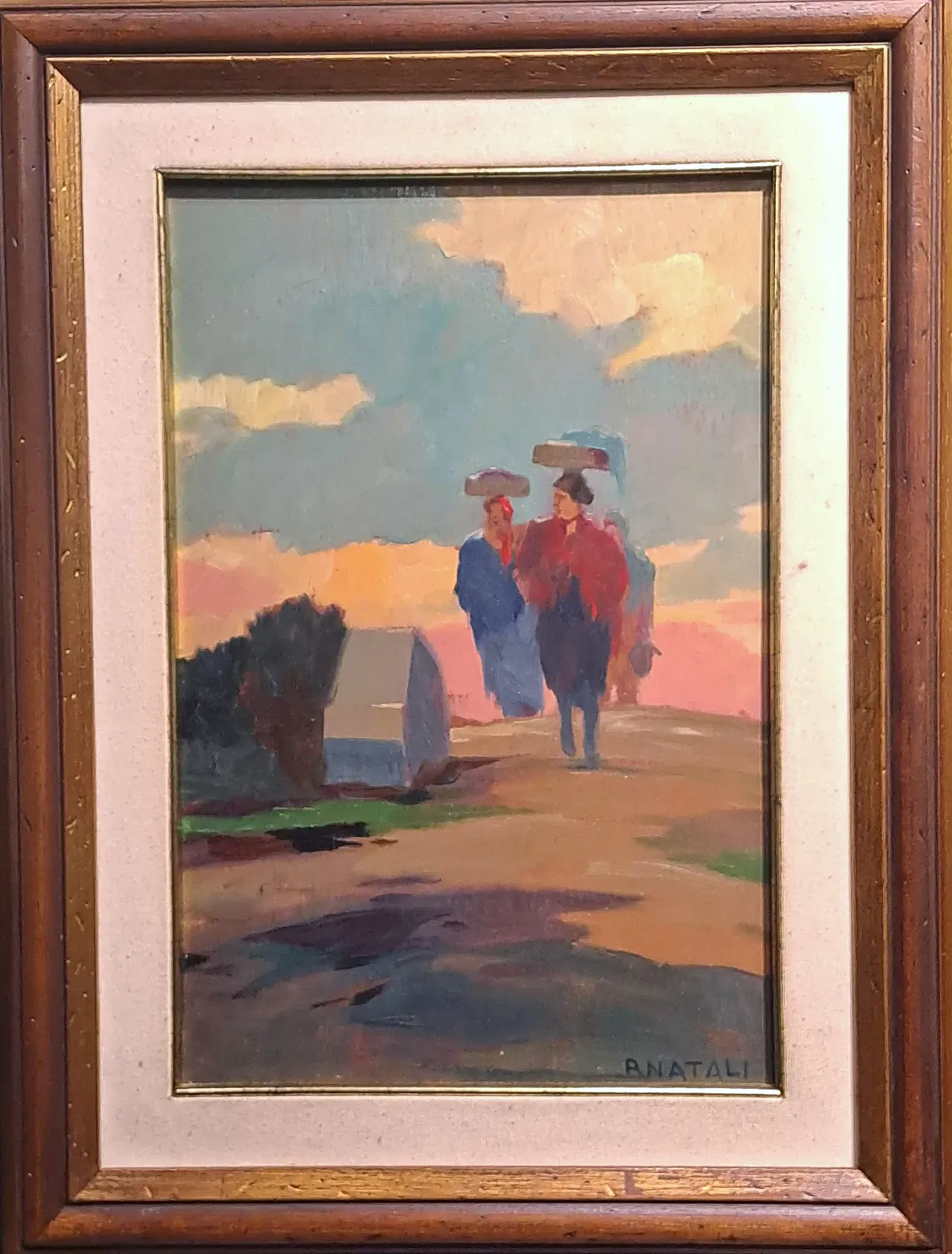 Figures at Sunset by Renato Natali, 20th Century 1