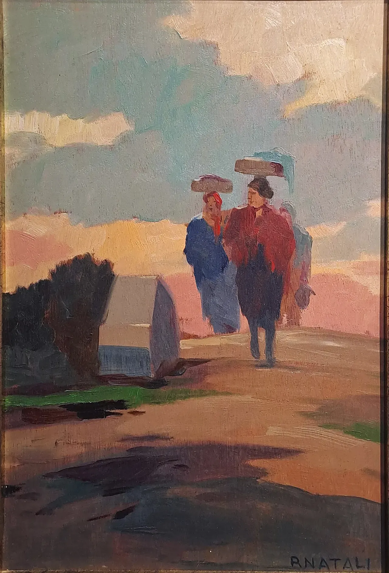 Figures at Sunset by Renato Natali, 20th Century 2