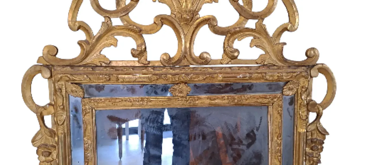 Specchiera in legno dorato, '700 3