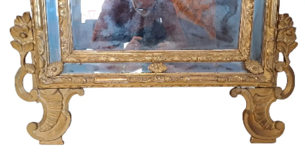 Specchiera in legno dorato, '700 5