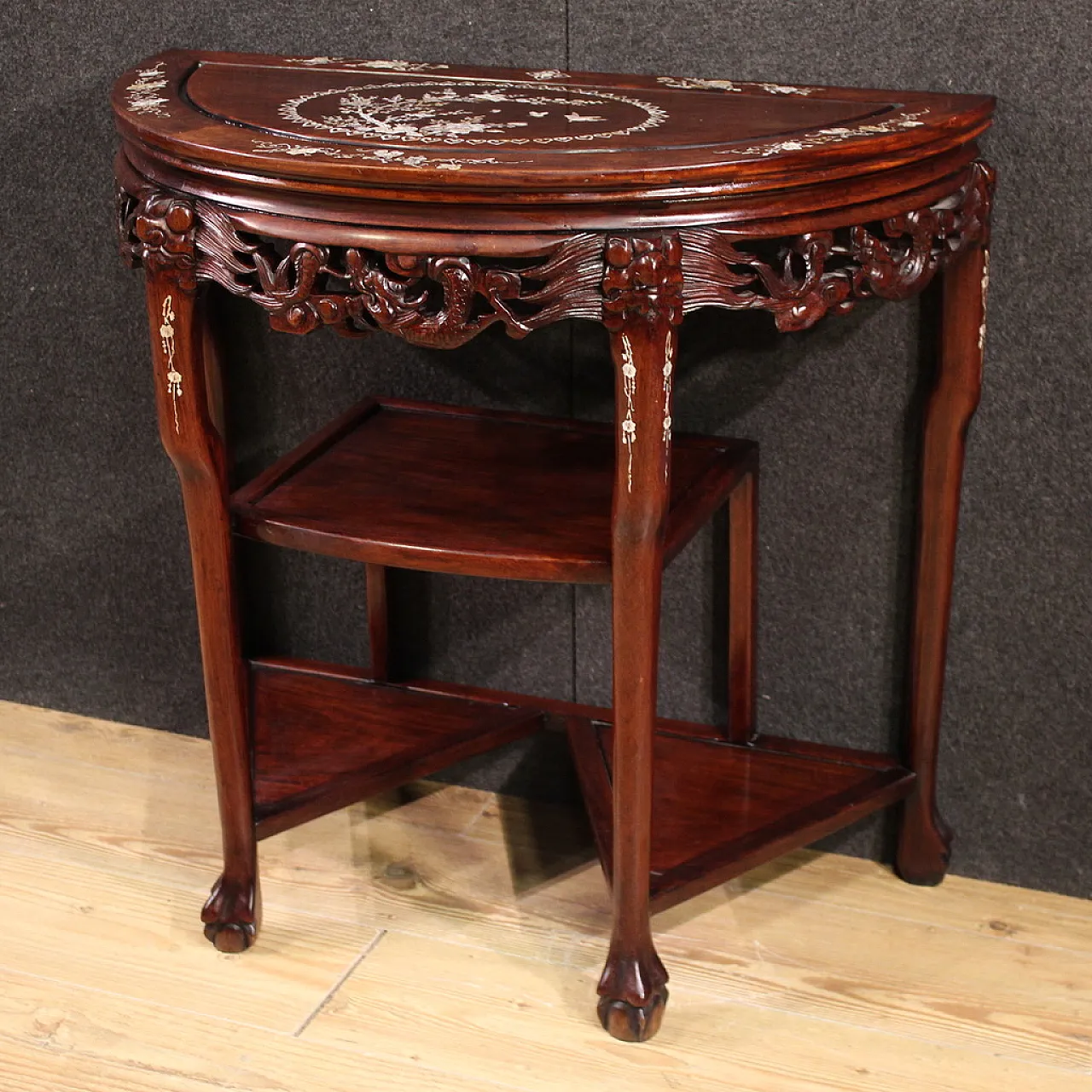 Chinese inlaid and carved console, 20th century 12