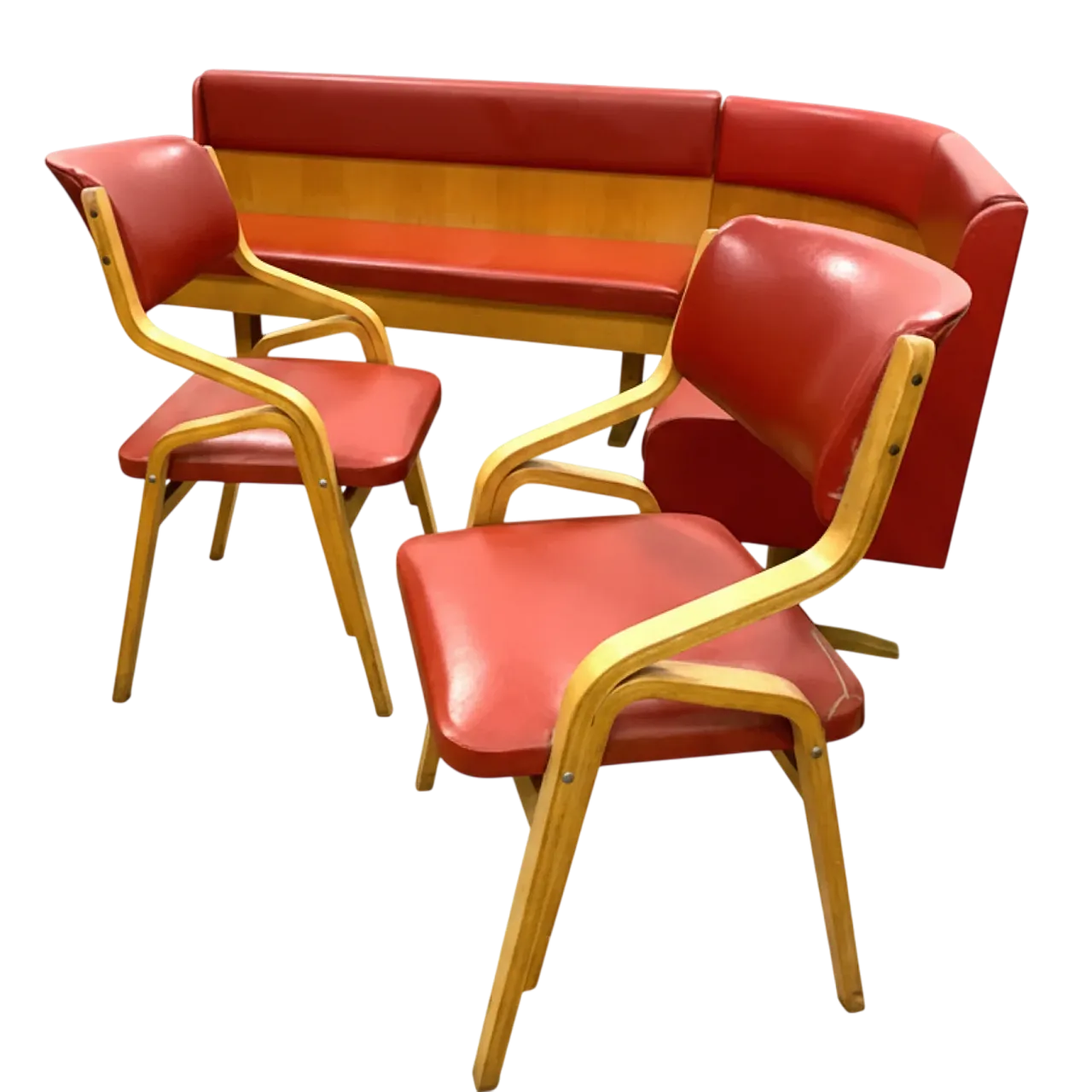 Panca Ludvík Volák di metà secolo con 2 sedie, anni '70 12