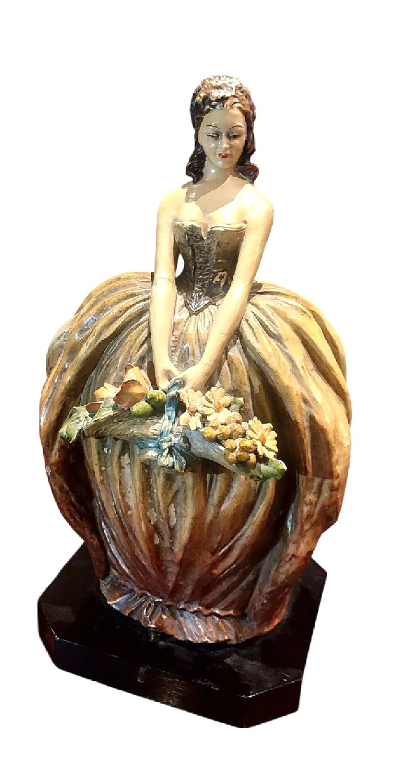 Lady with painted terracotta flowers, 1930s 1