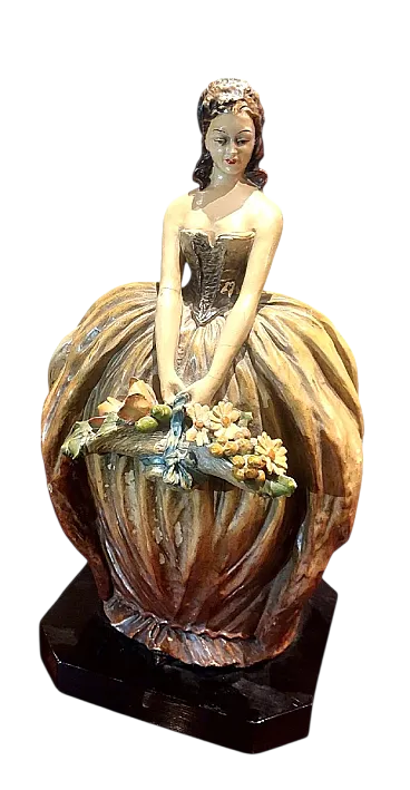 Lady with painted terracotta flowers, 1930s