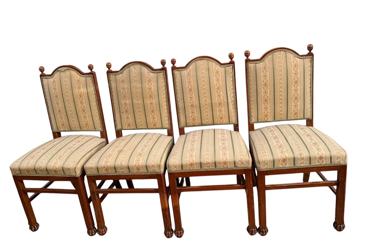 4 Liberty chairs in wood and floral fabric, early 20th century 1
