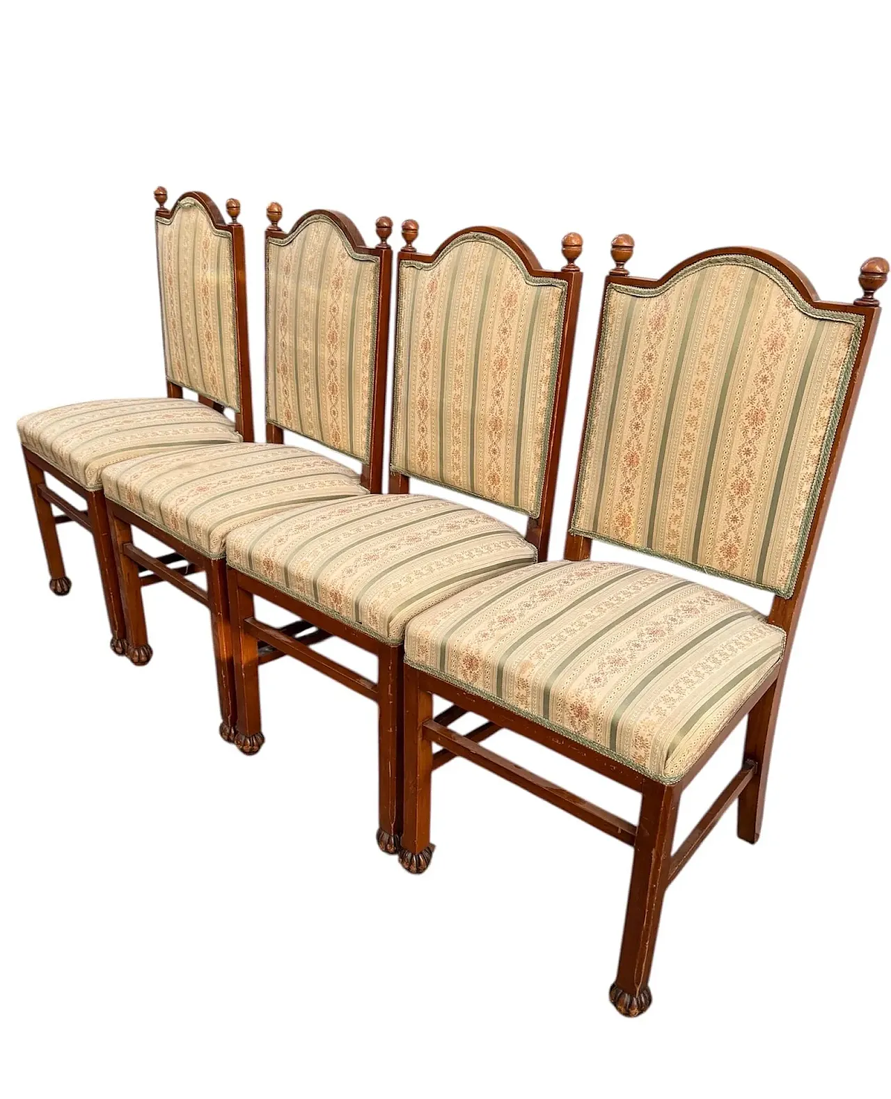 4 Liberty chairs in wood and floral fabric, early 20th century 2
