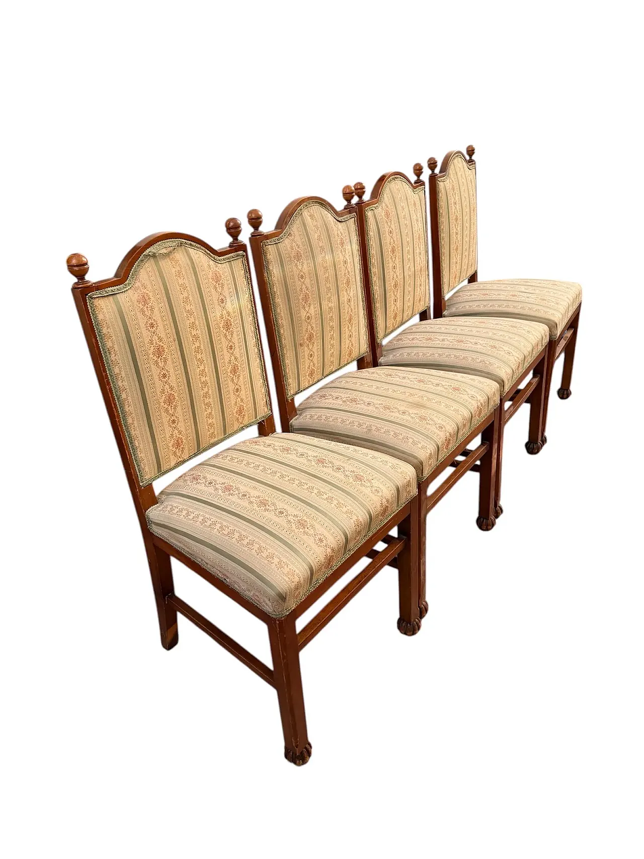 4 Liberty chairs in wood and floral fabric, early 20th century 3