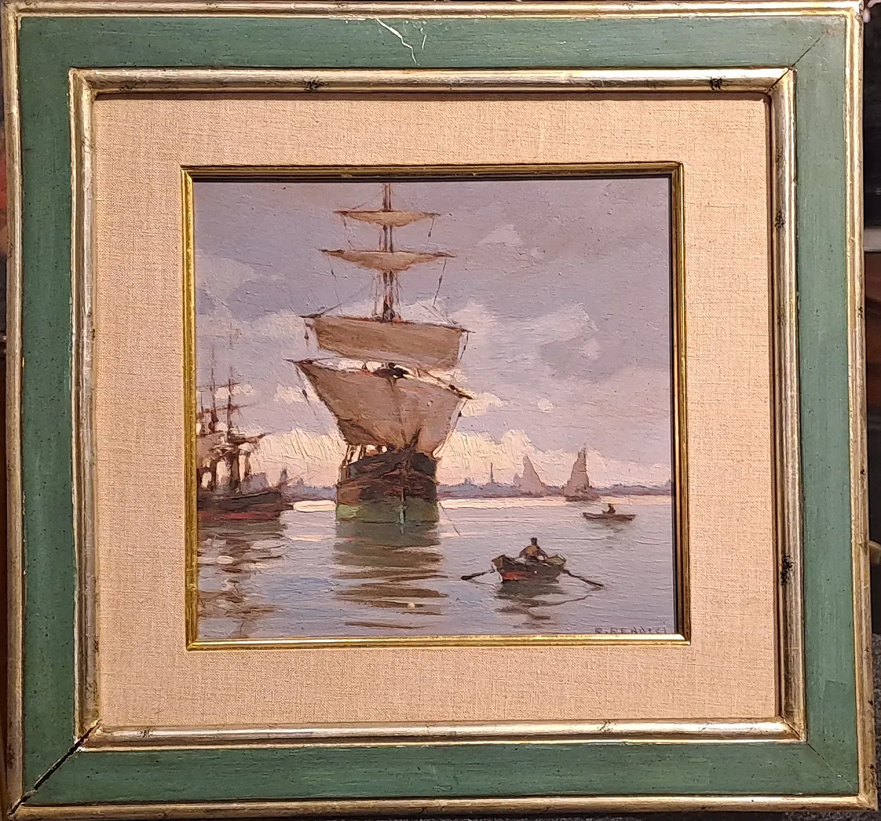 Navy with sailing ship by Renuccio Renucci, 20th century 1