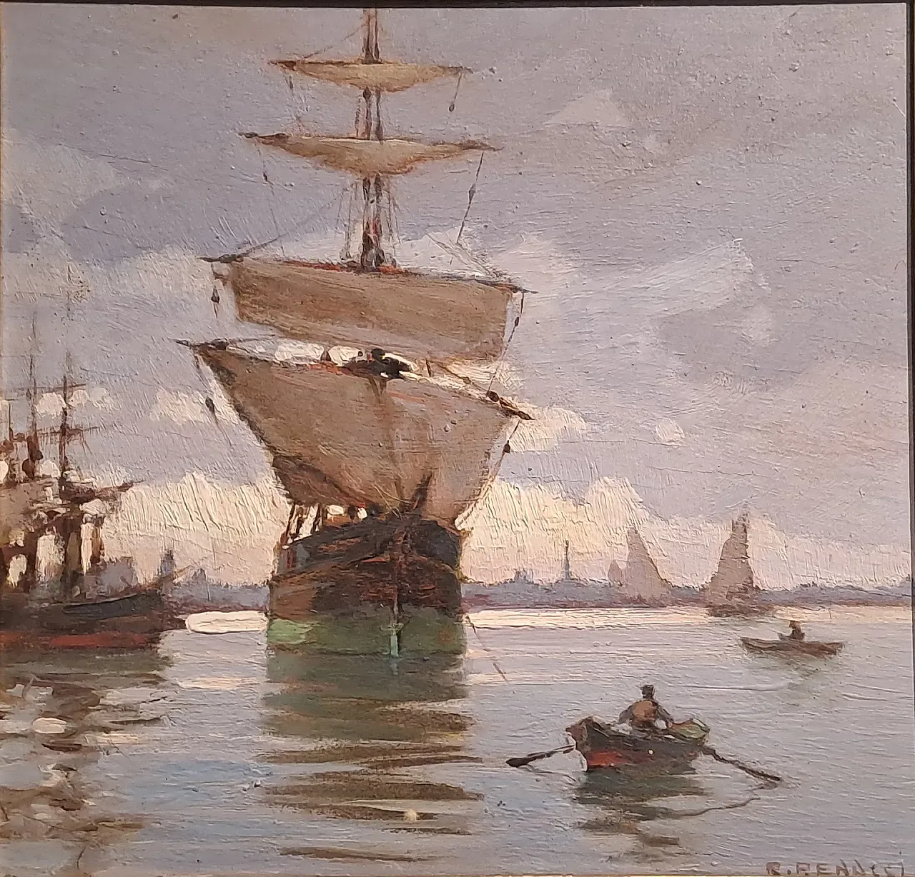 Navy with sailing ship by Renuccio Renucci, 20th century 2