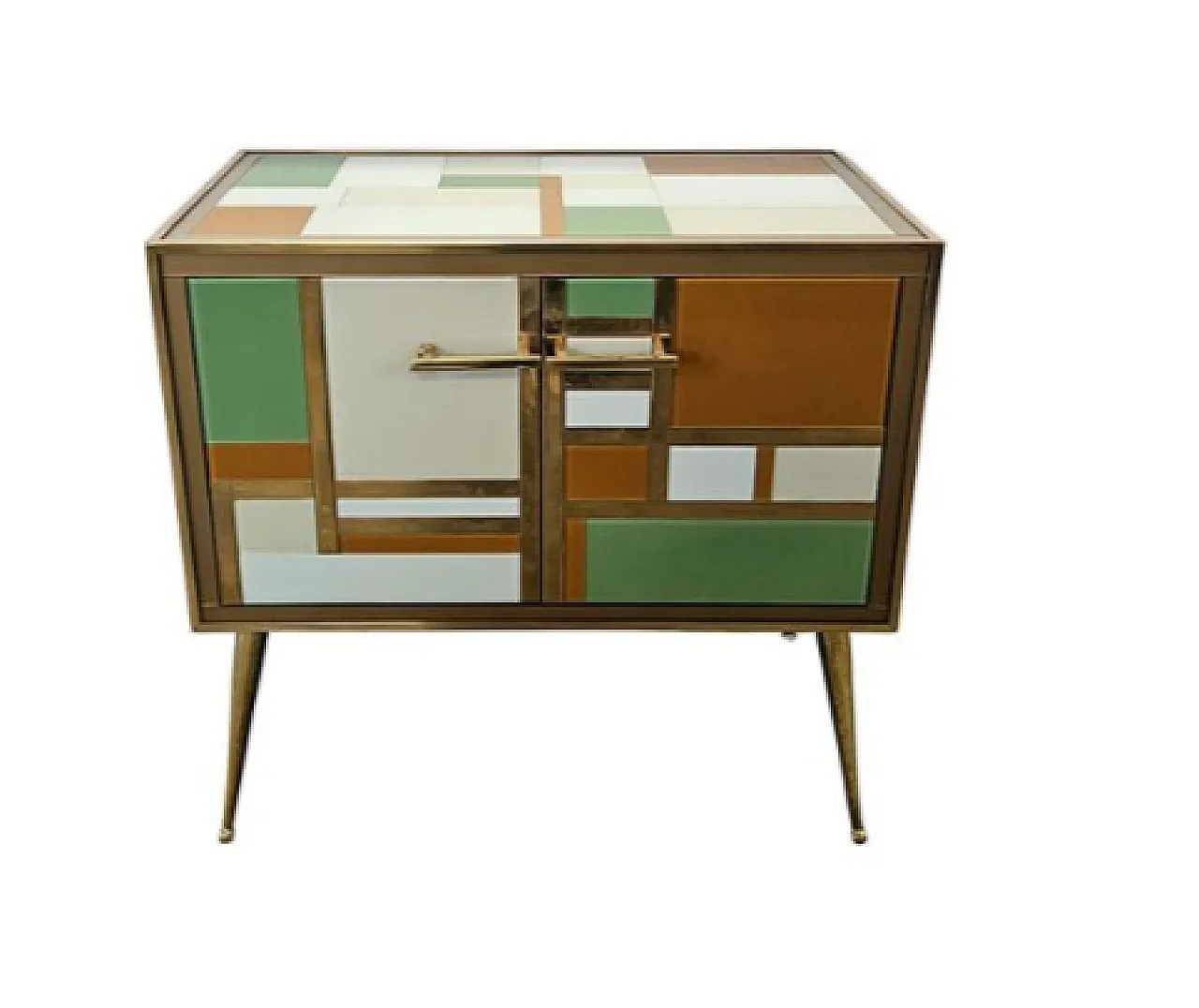 Coppia di comodini in legno e vetro, '900 2