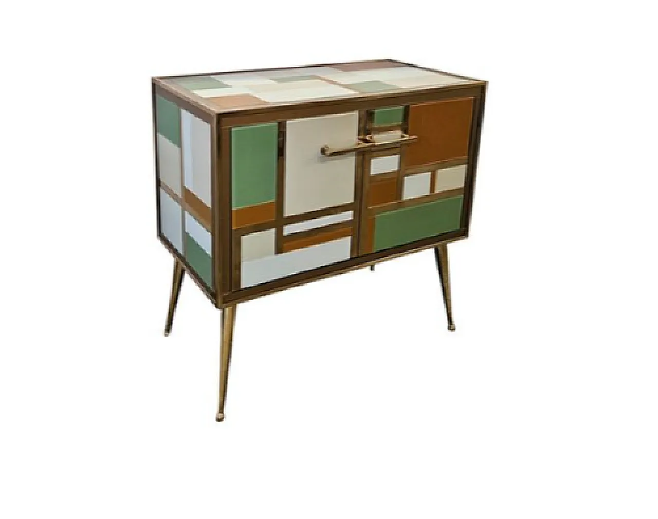 Coppia di comodini in legno e vetro, '900 3