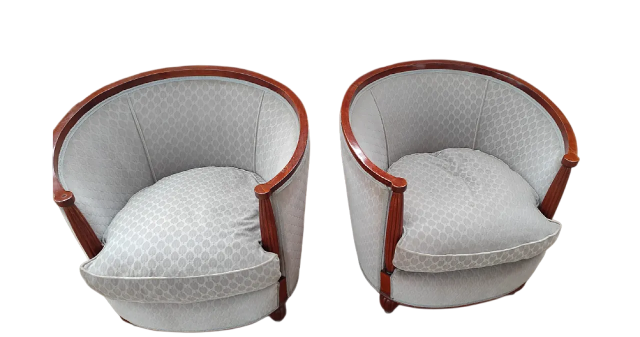 Coppia di poltrone a pozzetto - epoca Biedermeier 7