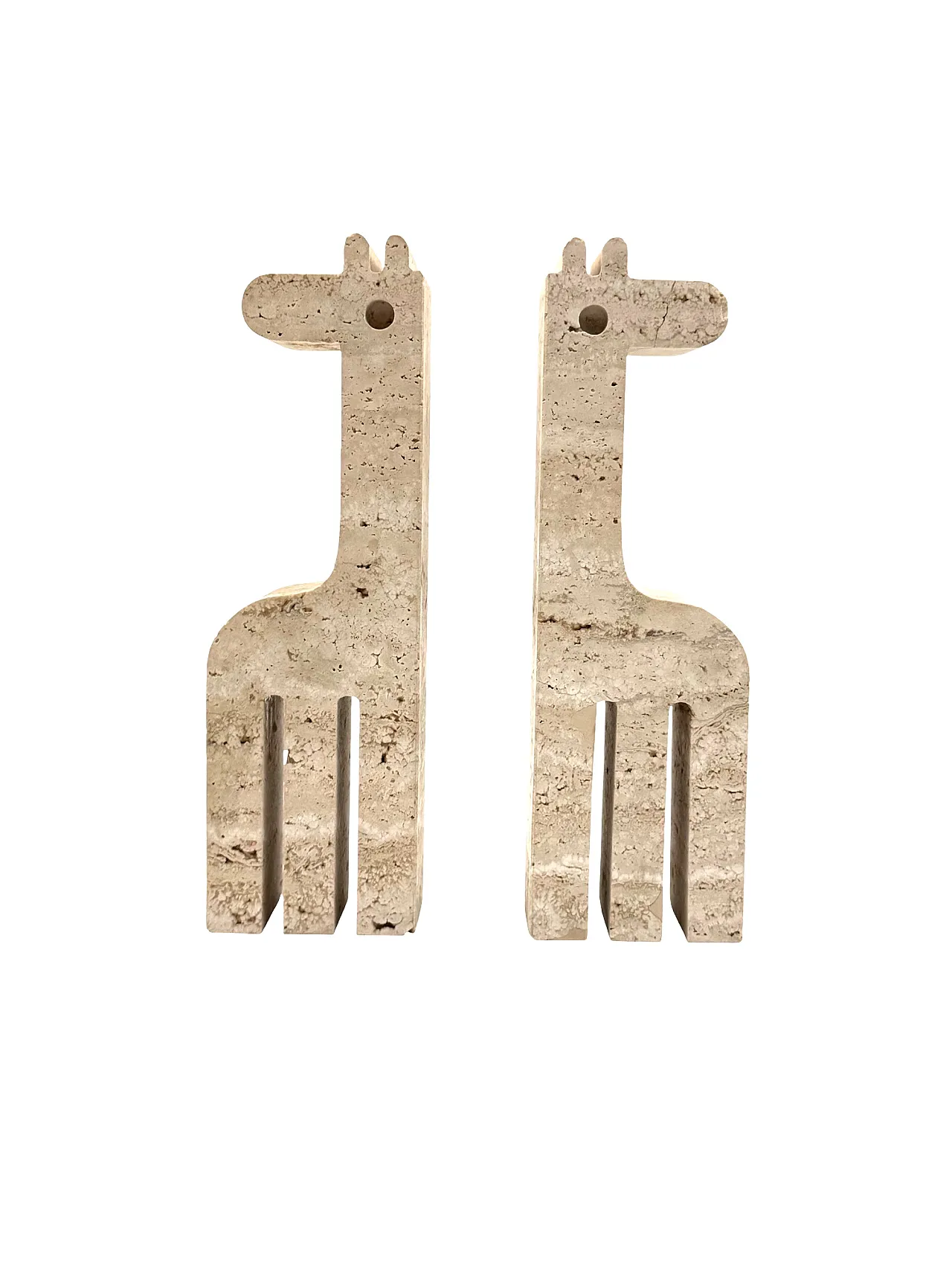 Pair of travertine giraffe bookends by Fratelli Mannelli, 70s 1