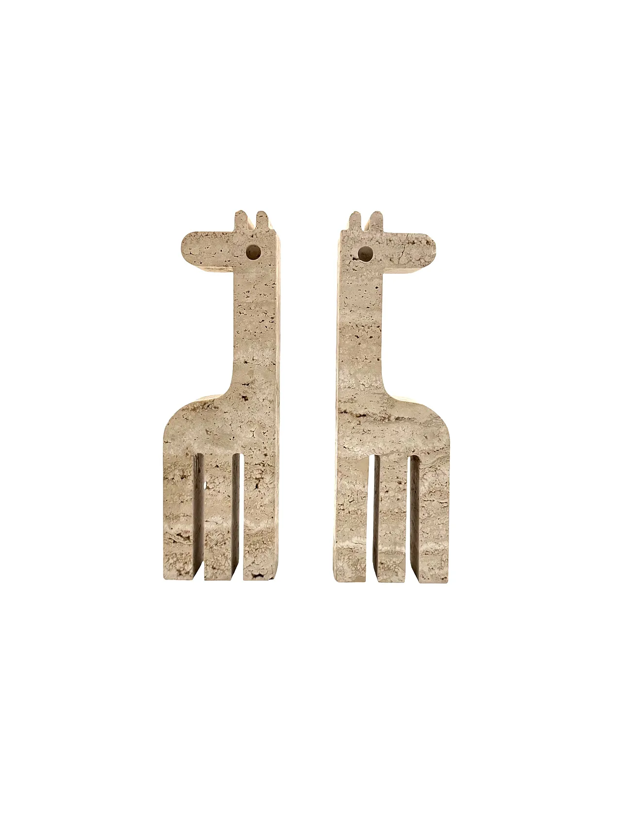 Pair of travertine giraffe bookends by Fratelli Mannelli, 70s 4