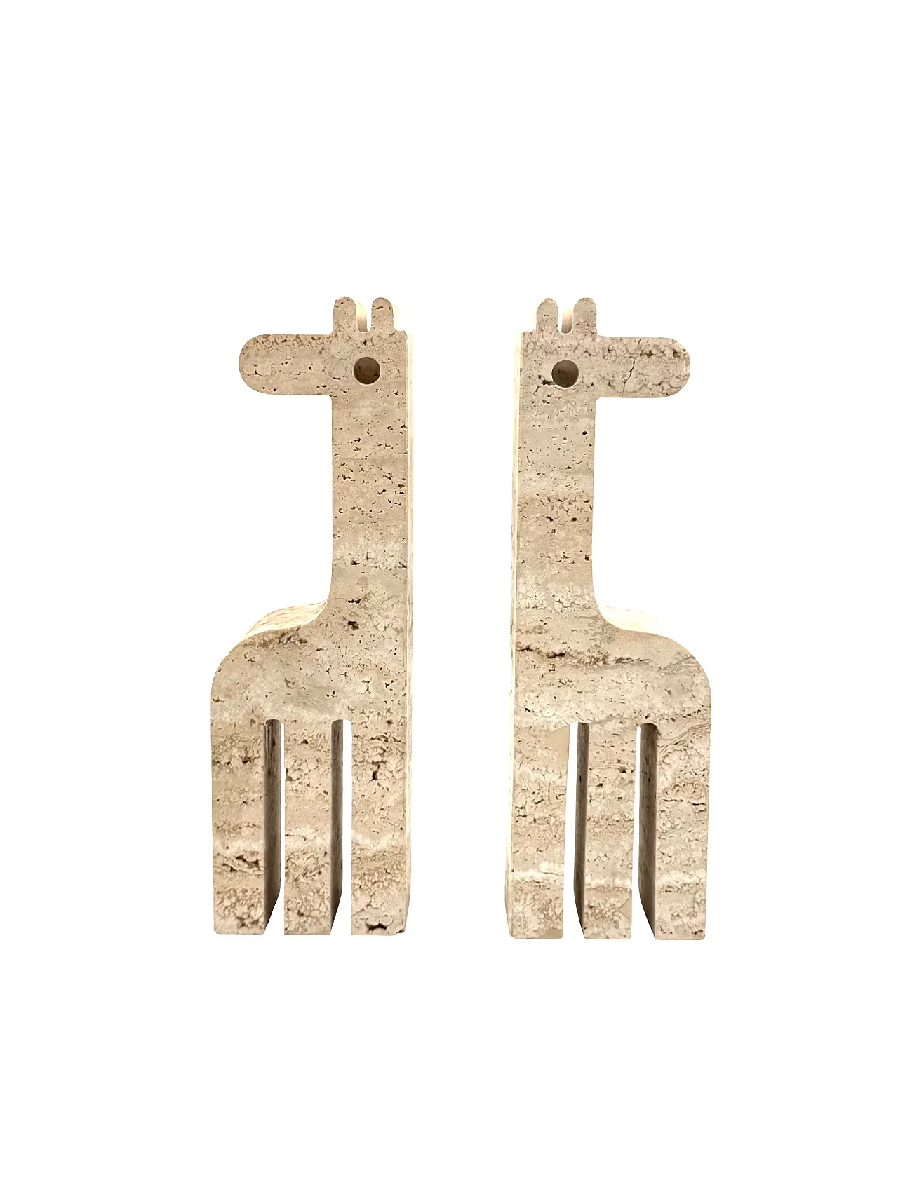 Pair of travertine giraffe bookends by Fratelli Mannelli, 70s 6