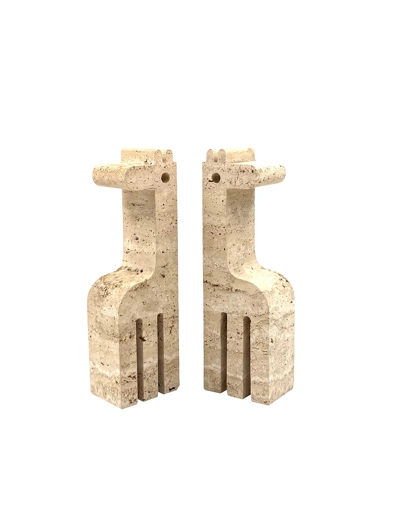 Pair of travertine giraffe bookends by Fratelli Mannelli, 70s 9