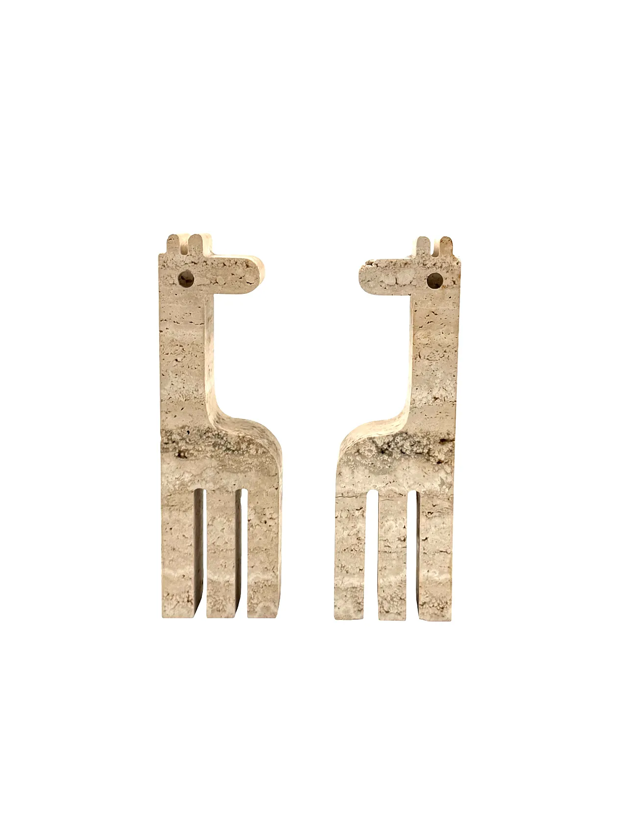 Pair of travertine giraffe bookends by Fratelli Mannelli, 70s 10