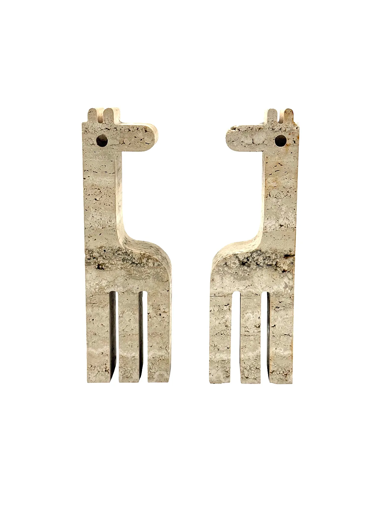 Pair of travertine giraffe bookends by Fratelli Mannelli, 70s 11