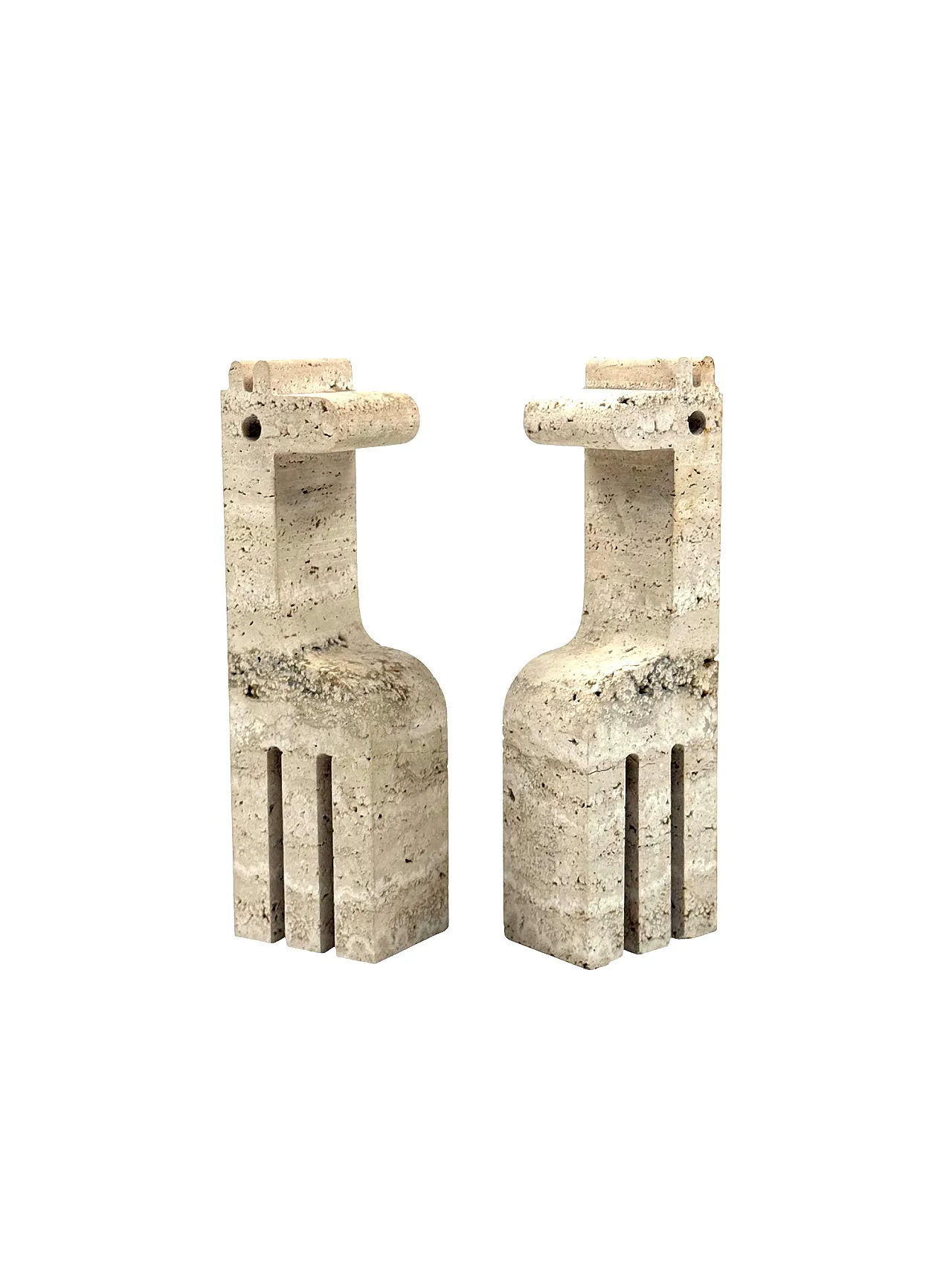 Pair of travertine giraffe bookends by Fratelli Mannelli, 70s 12