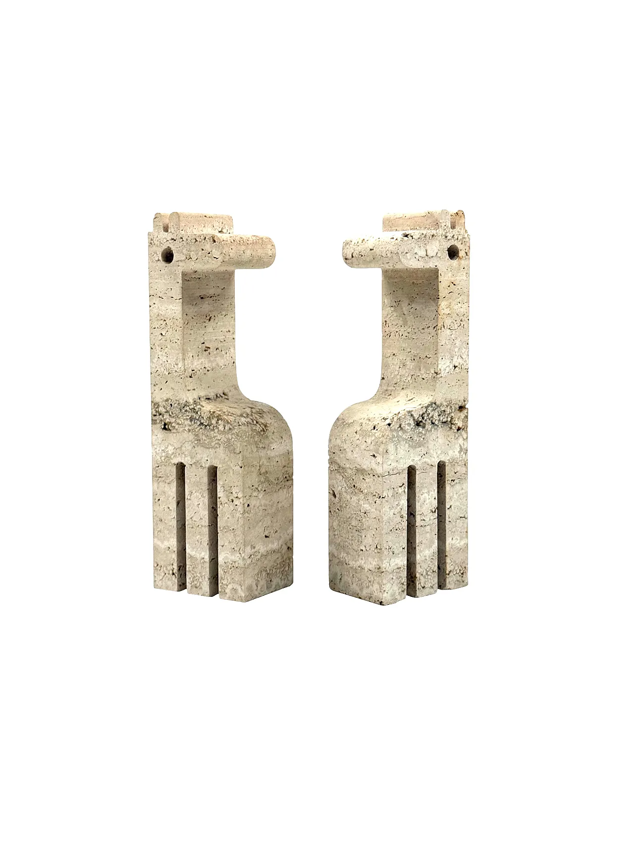 Pair of travertine giraffe bookends by Fratelli Mannelli, 70s 13