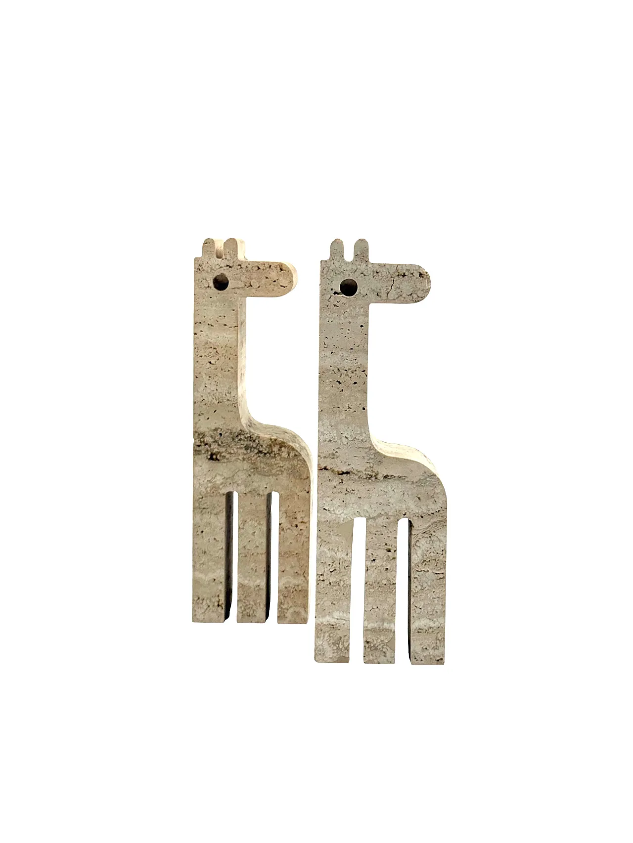 Pair of travertine giraffe bookends by Fratelli Mannelli, 70s 14