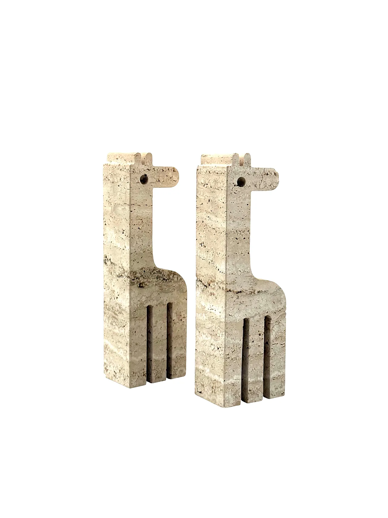 Pair of travertine giraffe bookends by Fratelli Mannelli, 70s 16