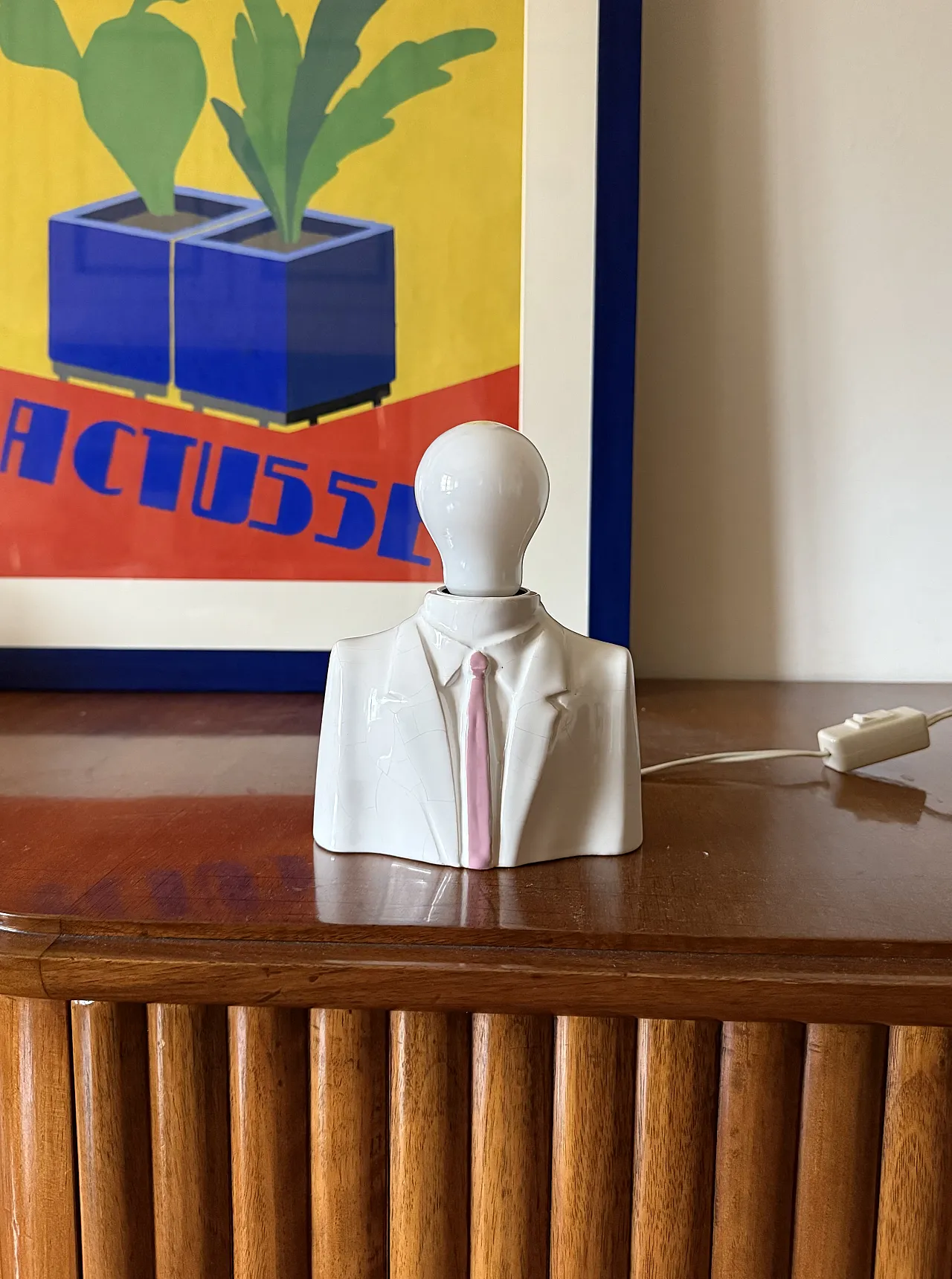 Postmodern ceramic table lamp, Italy 1980 2