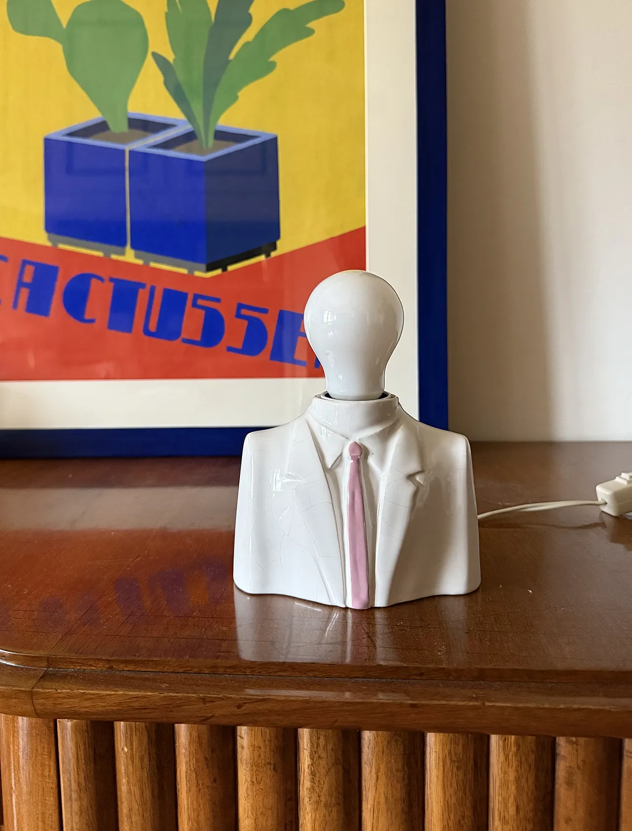 Postmodern ceramic table lamp, Italy 1980 3