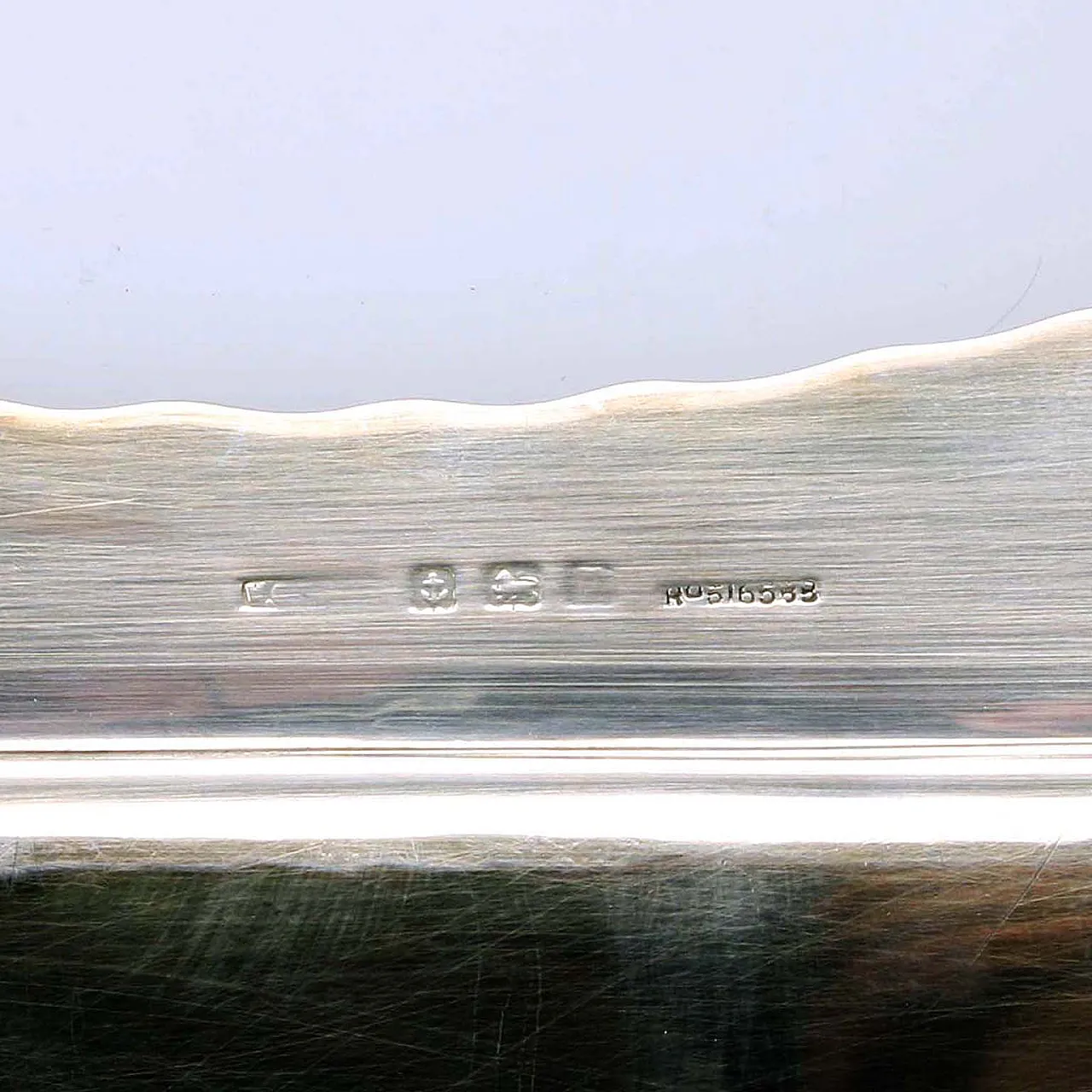 Vassoio rettangolare con bordo ondulato in argento 925, '900 6