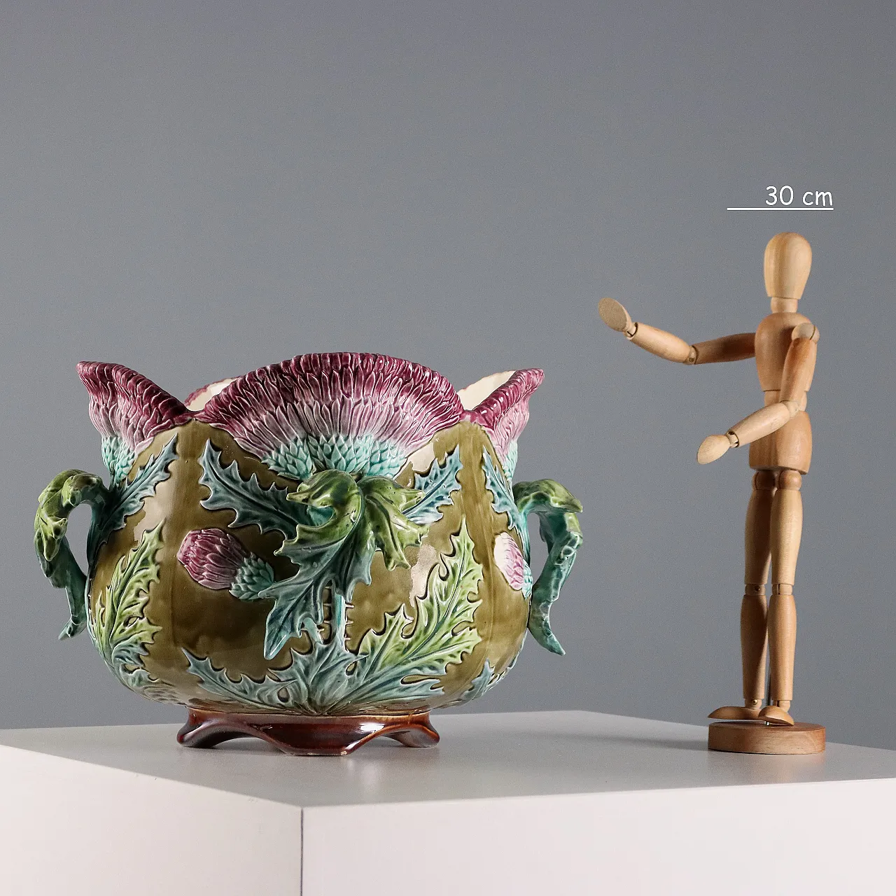 Cachepot in ceramica smaltata con decoro policromo, '900 2