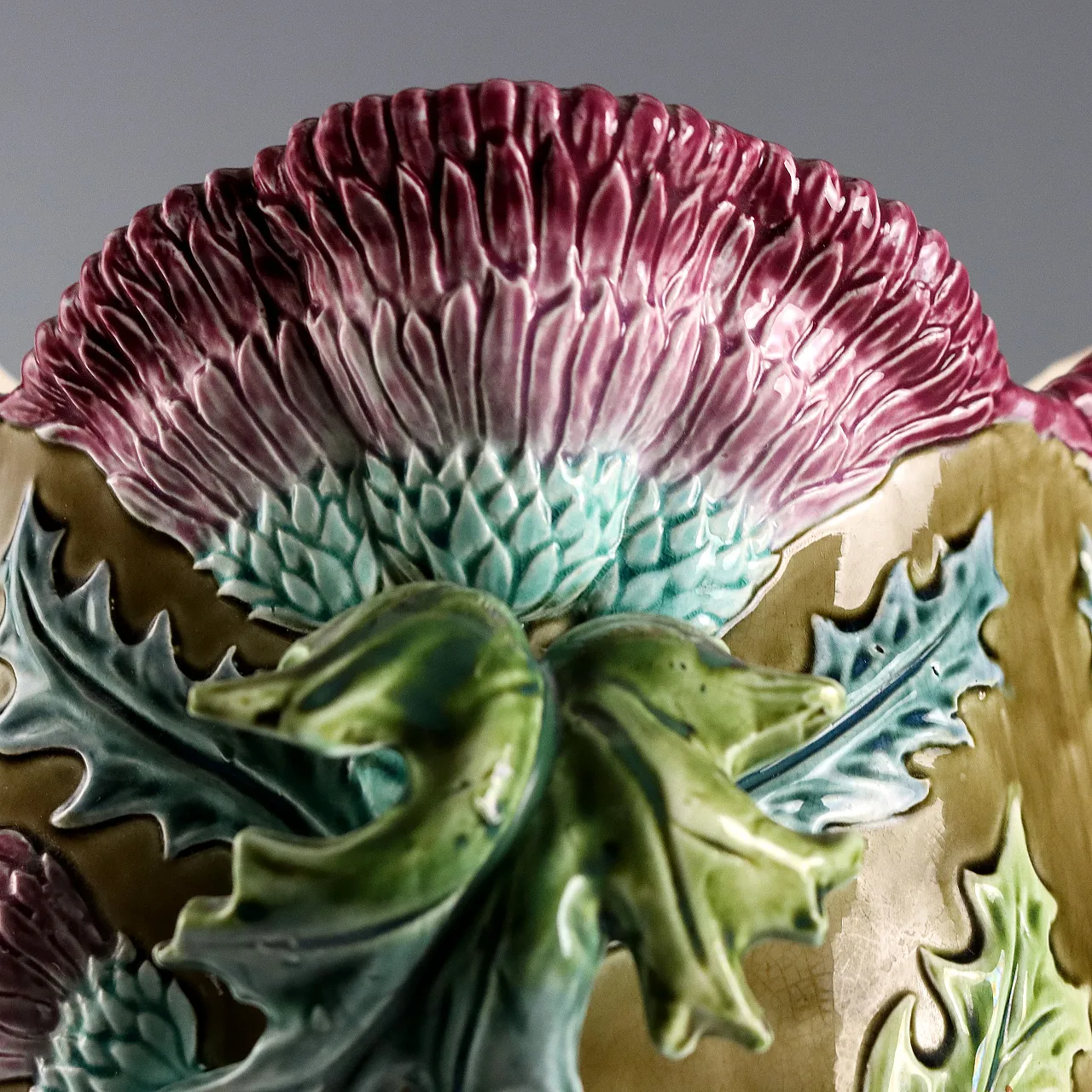 Cachepot in ceramica smaltata con decoro policromo, '900 5