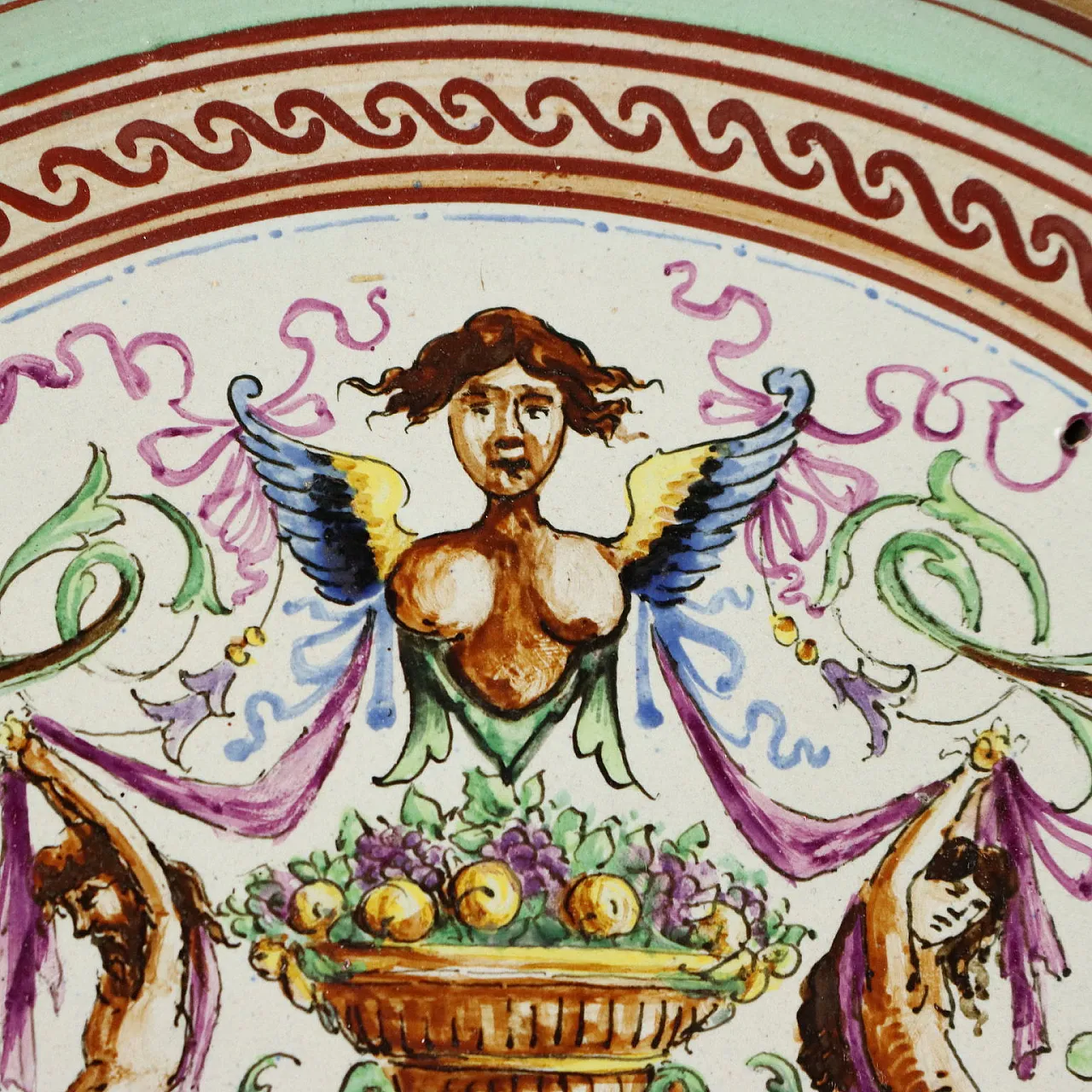 Piatto in maiolica con decoro policromo, anni '20 4