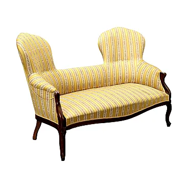 Divanetto Luigi Filippo in noce e tessuto, '800