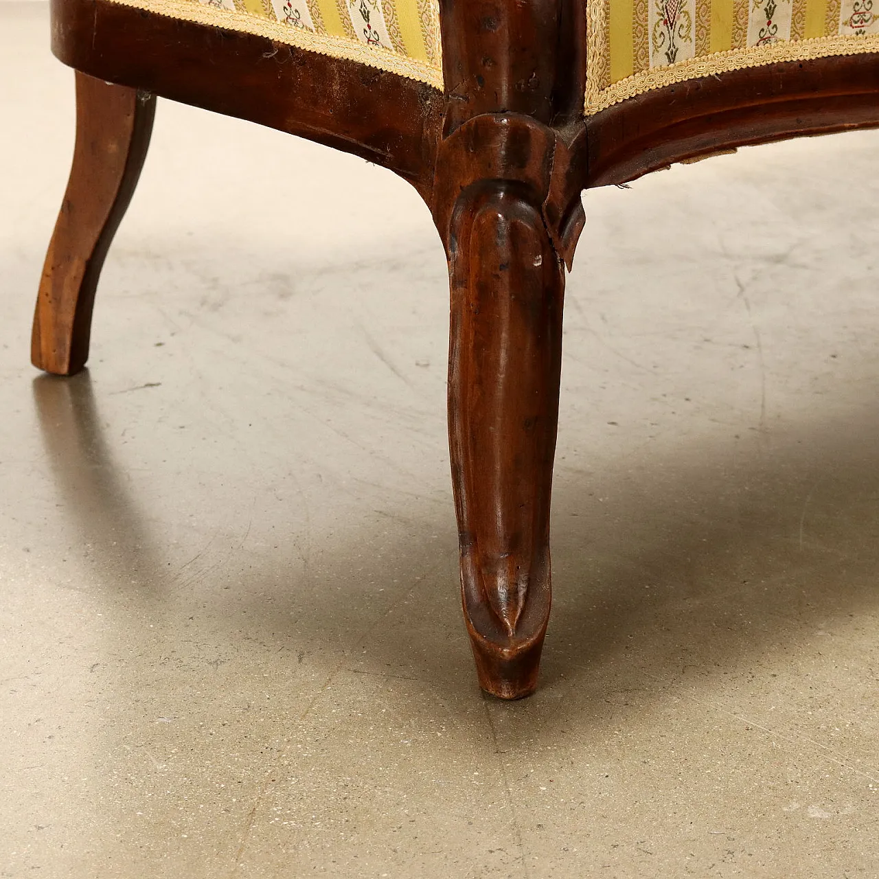 Divanetto Luigi Filippo in noce e tessuto, '800 8