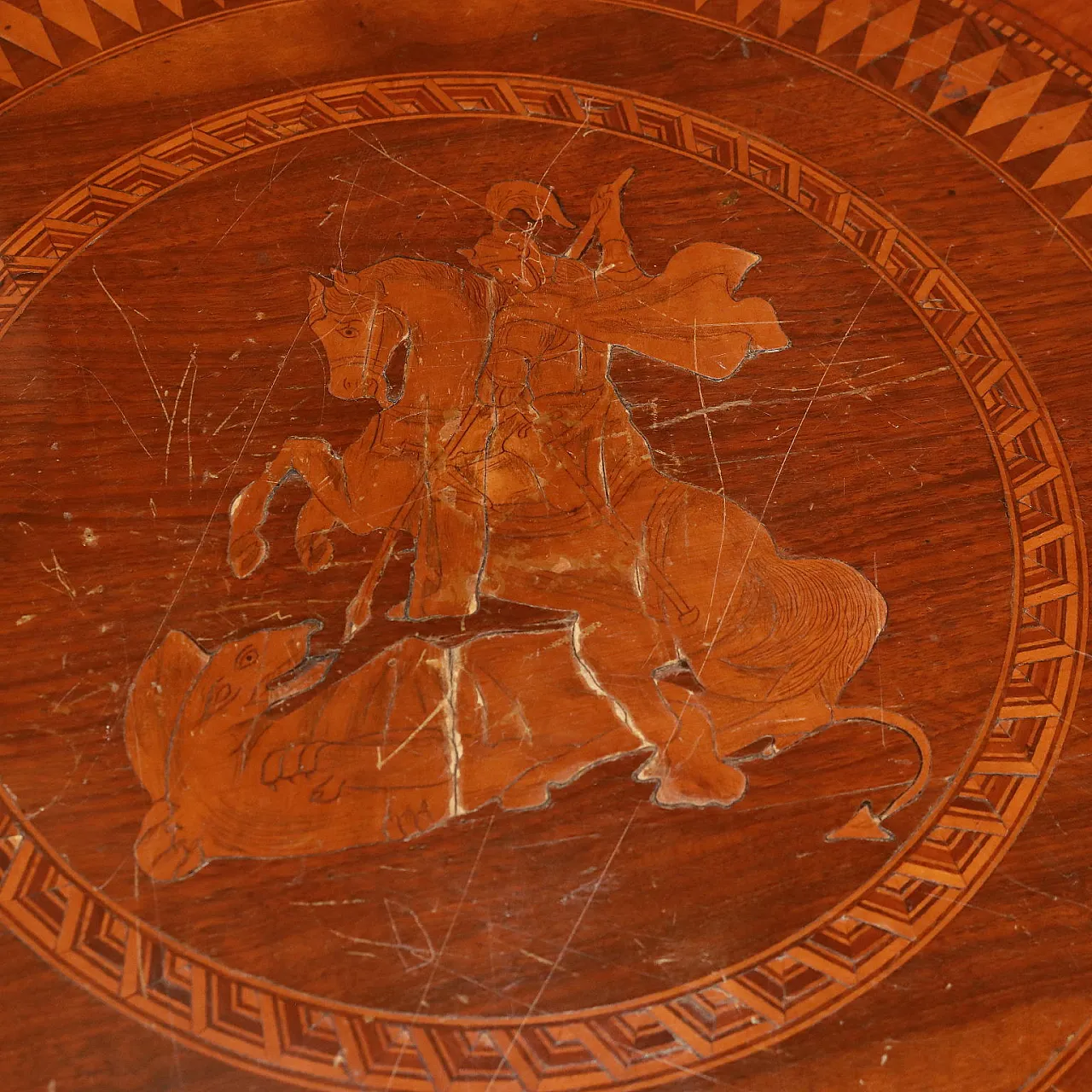 Rolo table with Saint George and the dragon inlay, second half of the 19th century 3