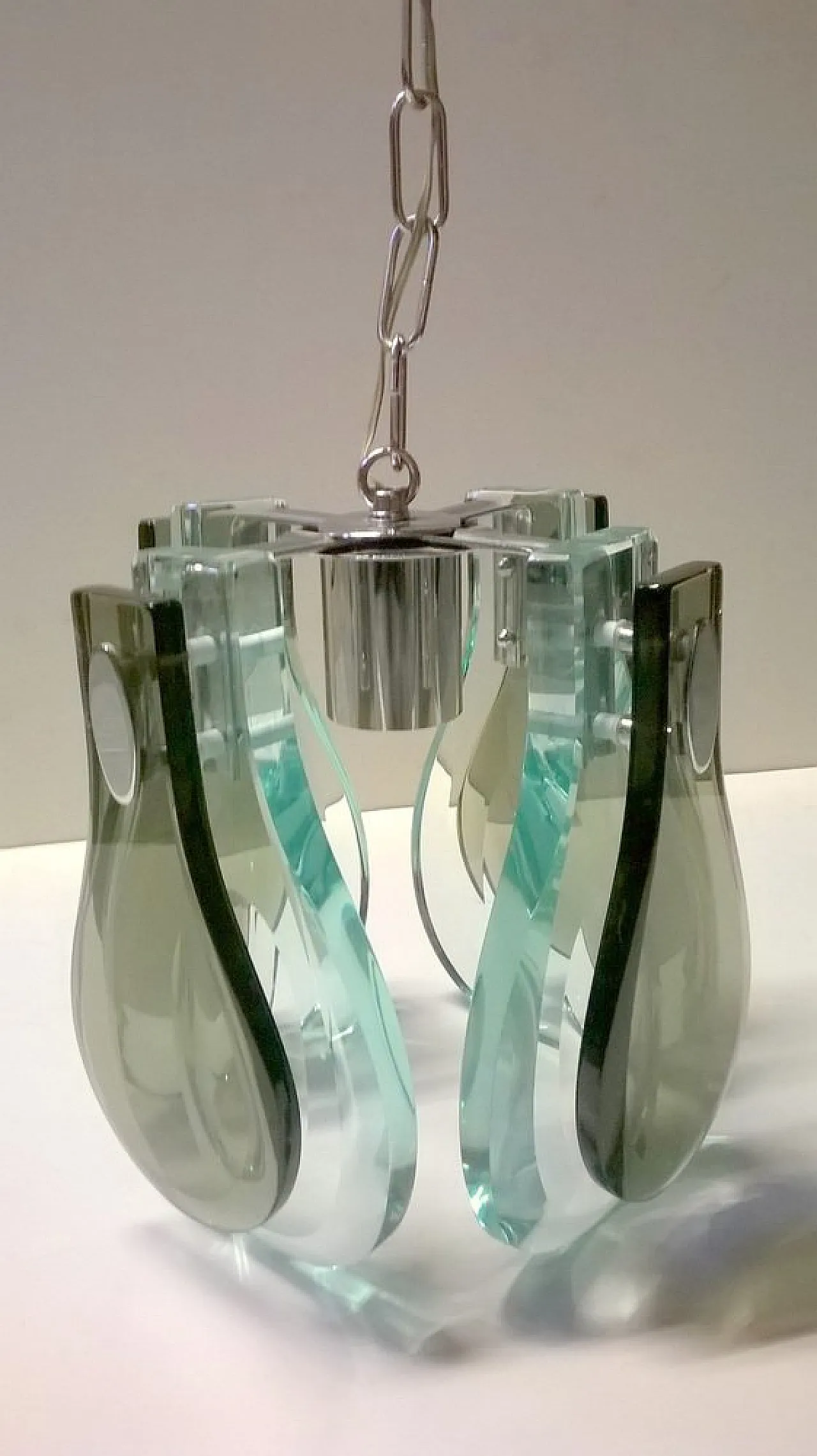 Lampada a sospensione in cristallo, anni '70 4